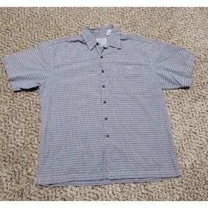 Canyon River Blues White Blue Stripe 100% Cotton Short Sleeve Shirt Men's Large